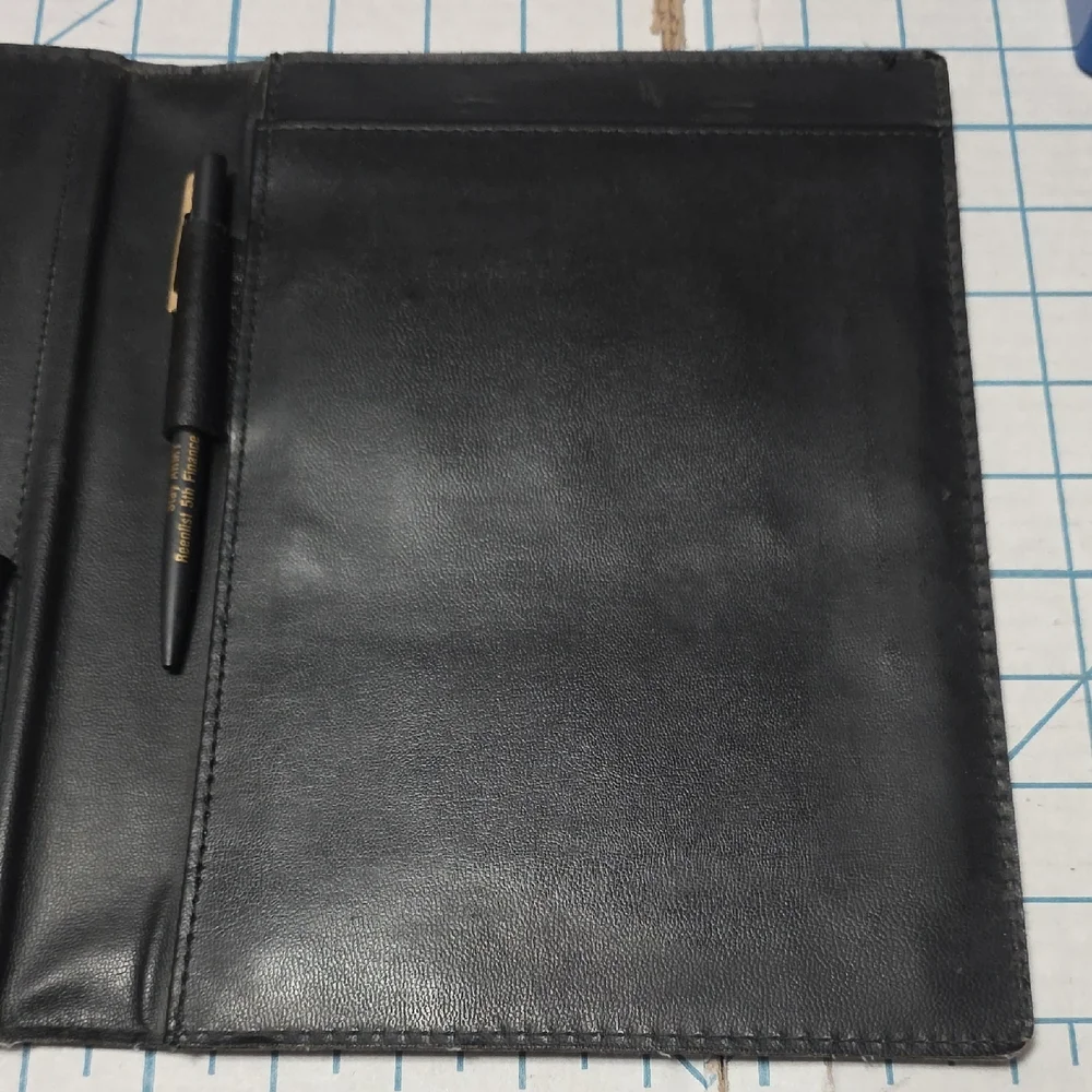 Black Folio, Pen - Unit Insignia US Army 5th Finance Group Germany 1980s 10x7.5